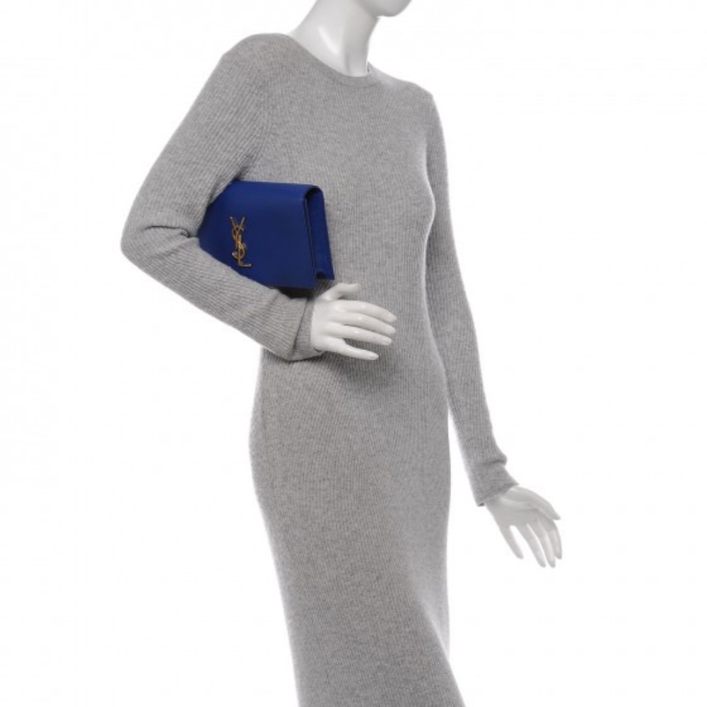 SAINT LAURENT Grain De Poudre Classic Monogram Clutch Outremer - Picture 1 of 6